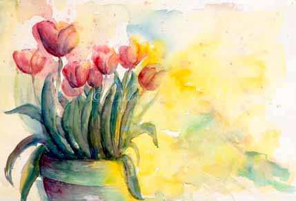 Tulips in CandleLight on Paper by CheyAnne Sexton